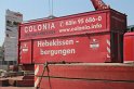 Betonmischer umgestuerzt Koeln Deutz neue Rheinpromenade P246